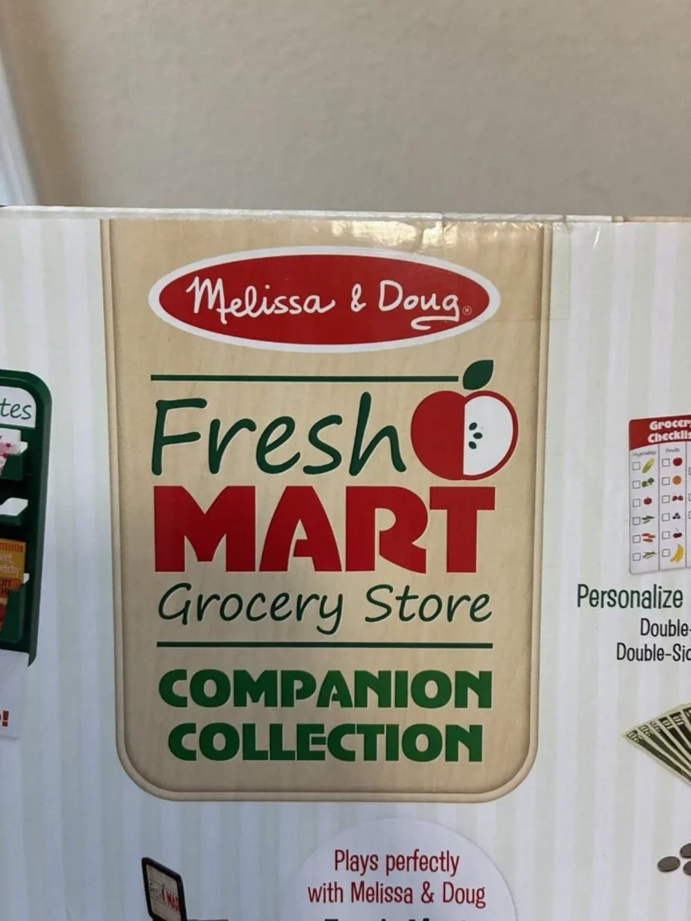 Melissa & Doug Fresh Mart Grocery Store Play Food and Role Play Companion Set